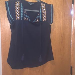 Patterned Navy Blue Top